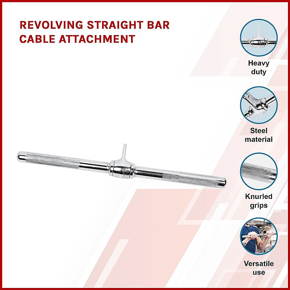 Gym Equipment & Accessories: Revolving Straight Bar  Gym Cable Attachment for Tricep, Bicep & Pulley Workouts