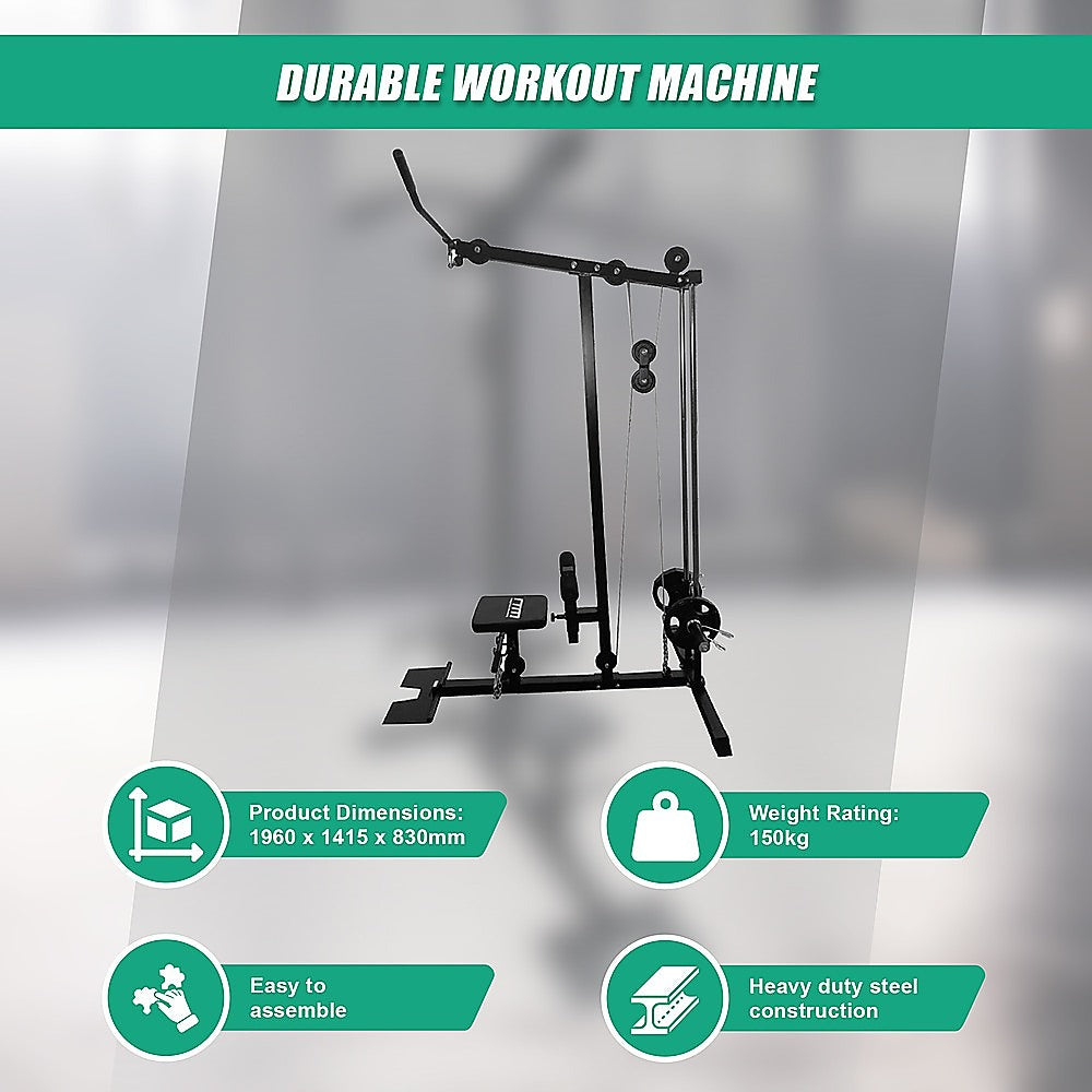 Gym Equipment & Accessories: Lat Pulldown Low Row Fitness Machine  Home Gym Strength Trainer