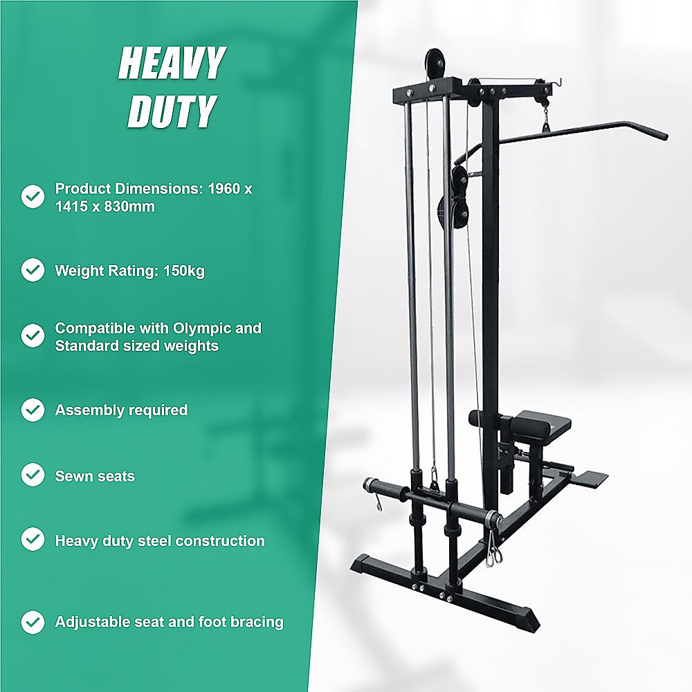 Gym Equipment & Accessories: Lat Pulldown Low Row Fitness Machine  Home Gym Strength Trainer