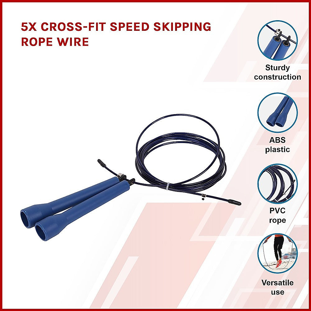 Gym Equipment & Accessories: 5x CrossFit Speed Skipping Rope Wire  Adjustable Jump Ropes for Fitness & Boxing