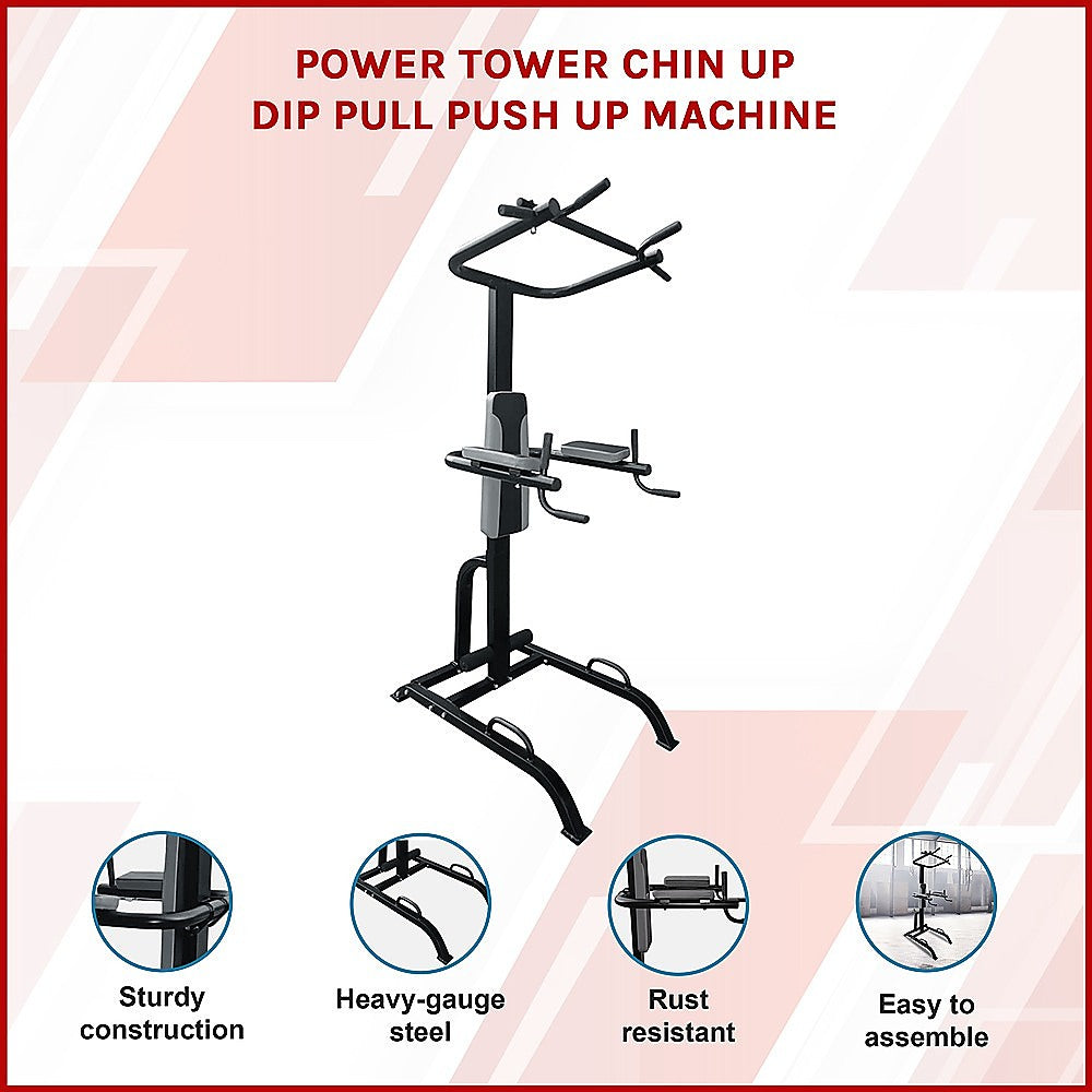 Gym Equipment & Accessories: Power Tower Chin Up Dip Pull Push Up Machine