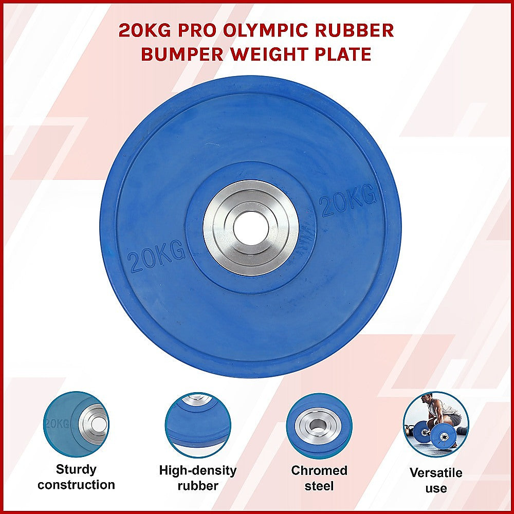 Weightlifting Machines & Racks: 20KG PRO Olympic Rubber Bumper Weight Plate