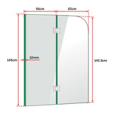 1200 x 1450mm Frameless Bath Panel 10mm Glass Shower Screen By Della Francesca