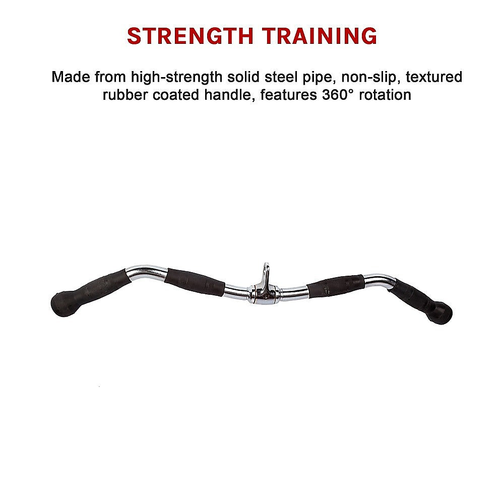 Gym Equipment & Accessories: Randy & Travis Rubber-Coated Revolving Curl Row Bar Attachment for Gyms