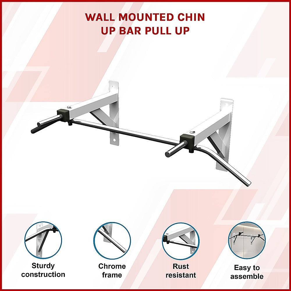 Gym Equipment & Accessories: Wall Mounted Chin Up Pull Up Bar  Heavy Duty Home Gym Strength Training