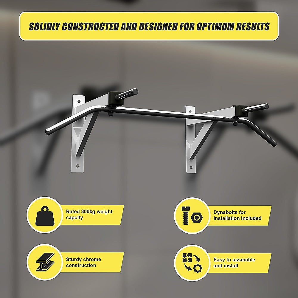 Gym Equipment & Accessories: Wall Mounted Chin Up Pull Up Bar  Heavy Duty Home Gym Strength Training