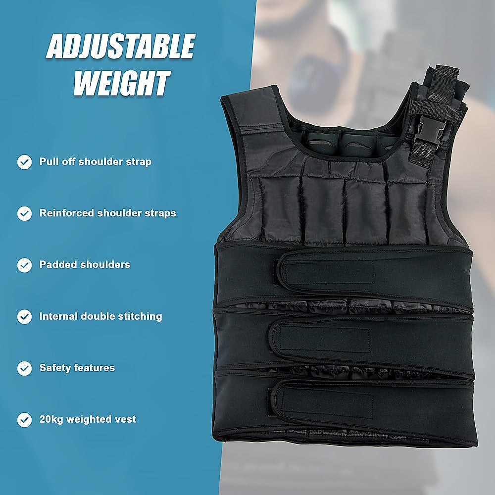 Weightlifting Machines & Racks: 20Kg Adjustable Weighted Training Vest