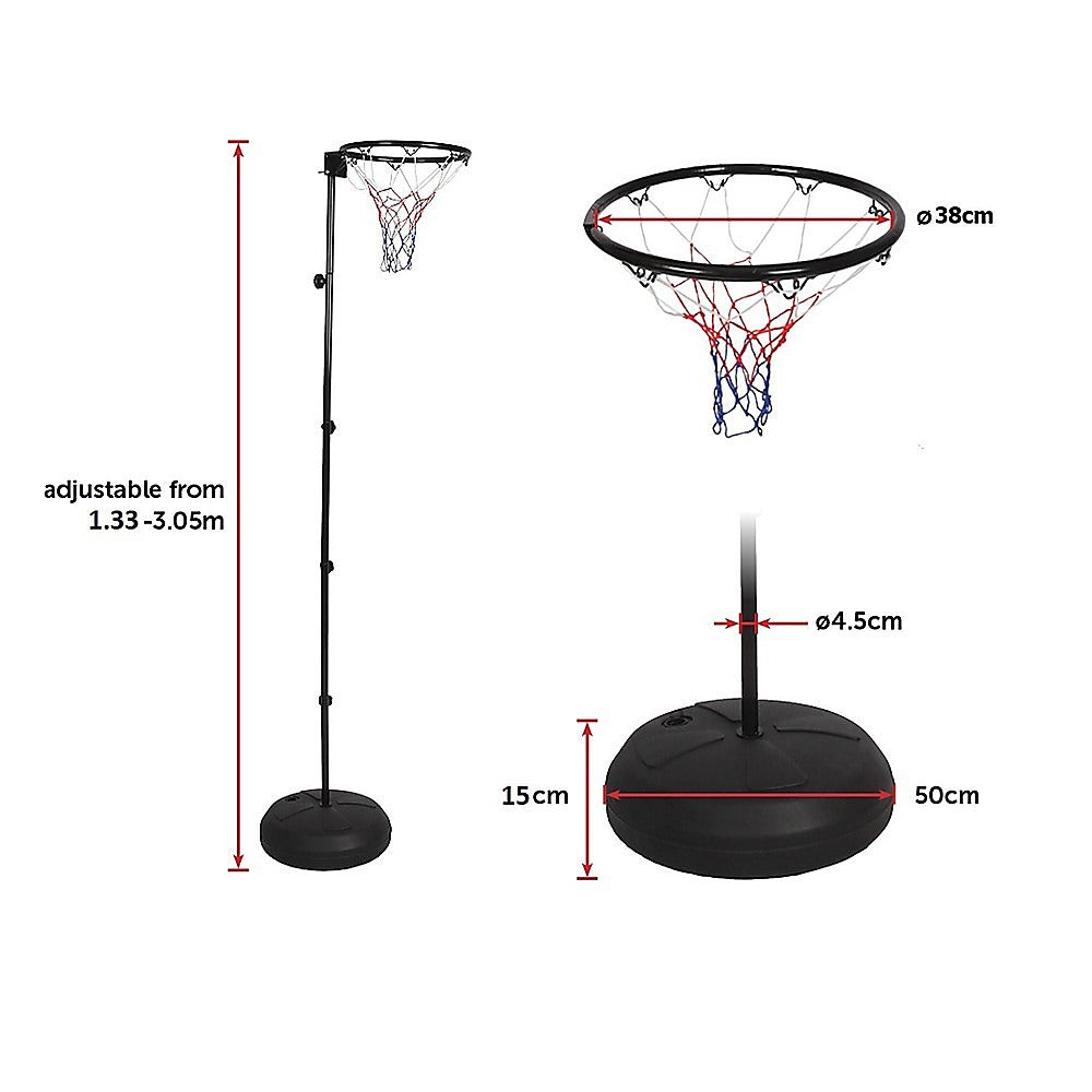 Netball & Netball Accessories: Netball Ring with Stand Portable Pole Height Adjustable