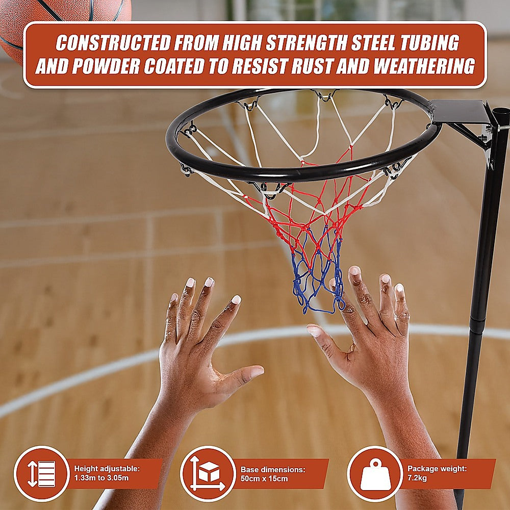 Netball & Netball Accessories: Netball Ring with Stand Portable Pole Height Adjustable