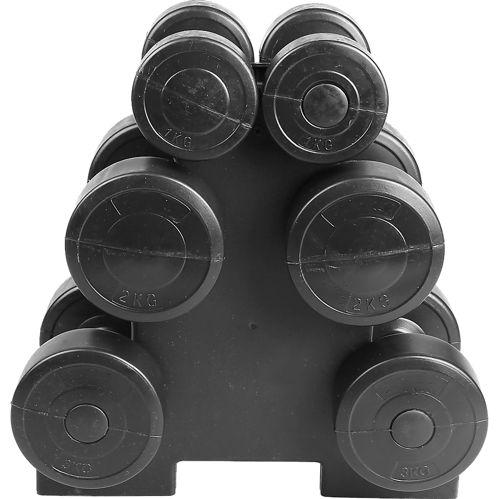 Weightlifting Machines & Racks: 12kg Dumbbell Weights Set with Rack for Home Gym Training