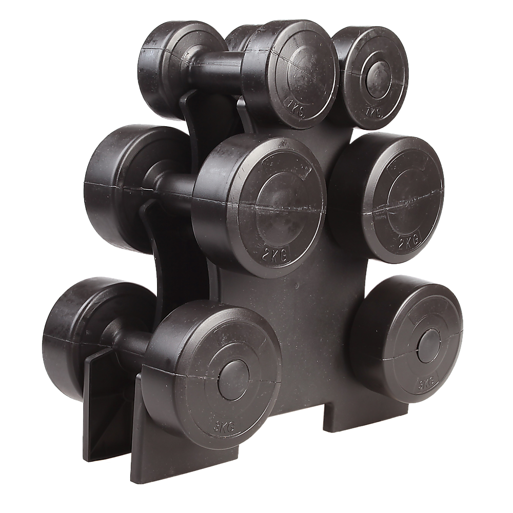 Weightlifting Machines & Racks: 12kg Dumbbell Weights Set with Rack for Home Gym Training