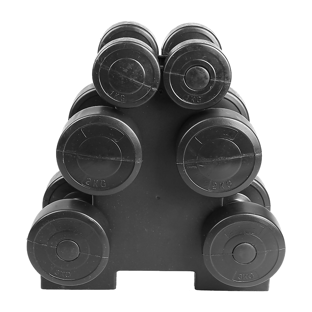 Weightlifting Machines & Racks: 12kg Dumbbell Weights Set with Rack for Home Gym Training