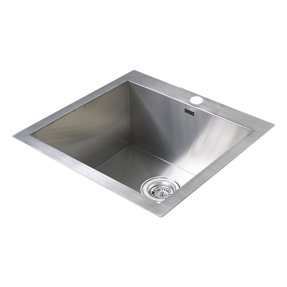 530x505mm Handmade Stainless Steel Topmount Kitchen Laundry Sink with Waste
