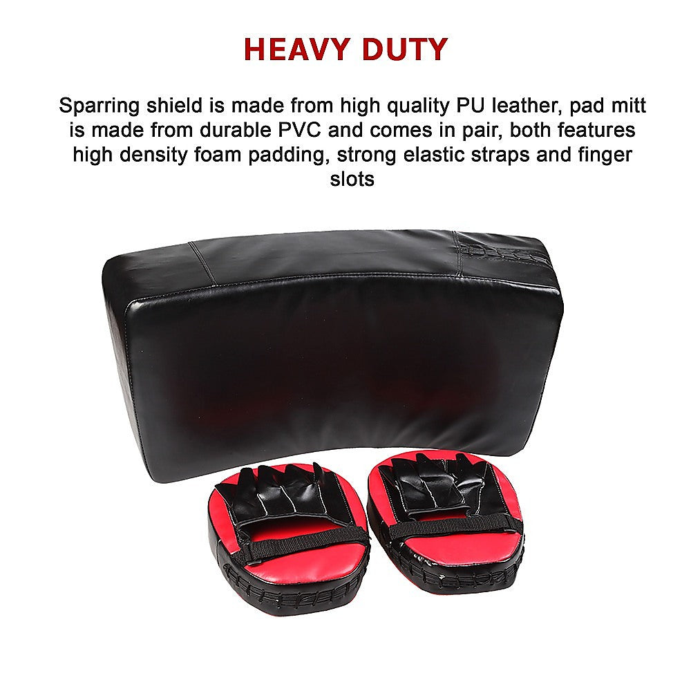 Boxing & Martial Arts: Kickboxing Shield & Punching Pad Combo  Sparring Training Strike Set