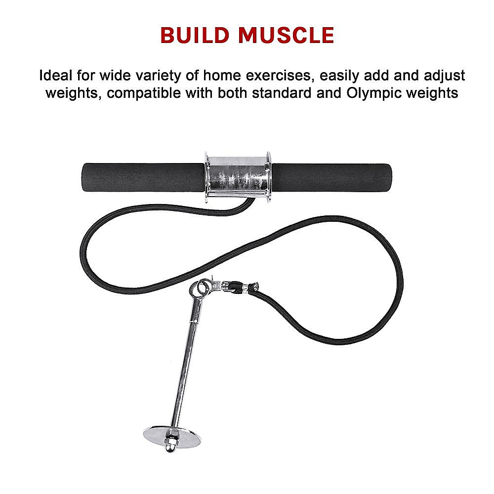 Gym Equipment & Accessories: Forearm Wrist Grip Strength Roller Exercise Bar Home Gym Training