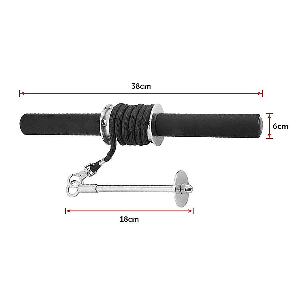 Gym Equipment & Accessories: Forearm Wrist Grip Strength Roller Exercise Bar Home Gym Training