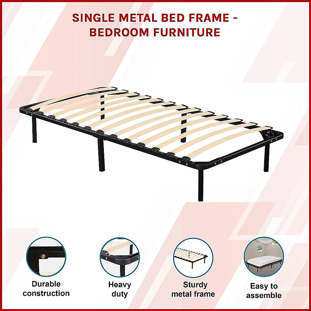 Beds & Bed Frames: Single Metal Bed Frame - Bedroom Furniture