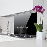Building Materials: Toughened 90cm x 75cm Black Glass Kitchen Splashback