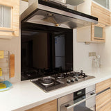 Building Materials: Toughened 90cm x 75cm Black Glass Kitchen Splashback