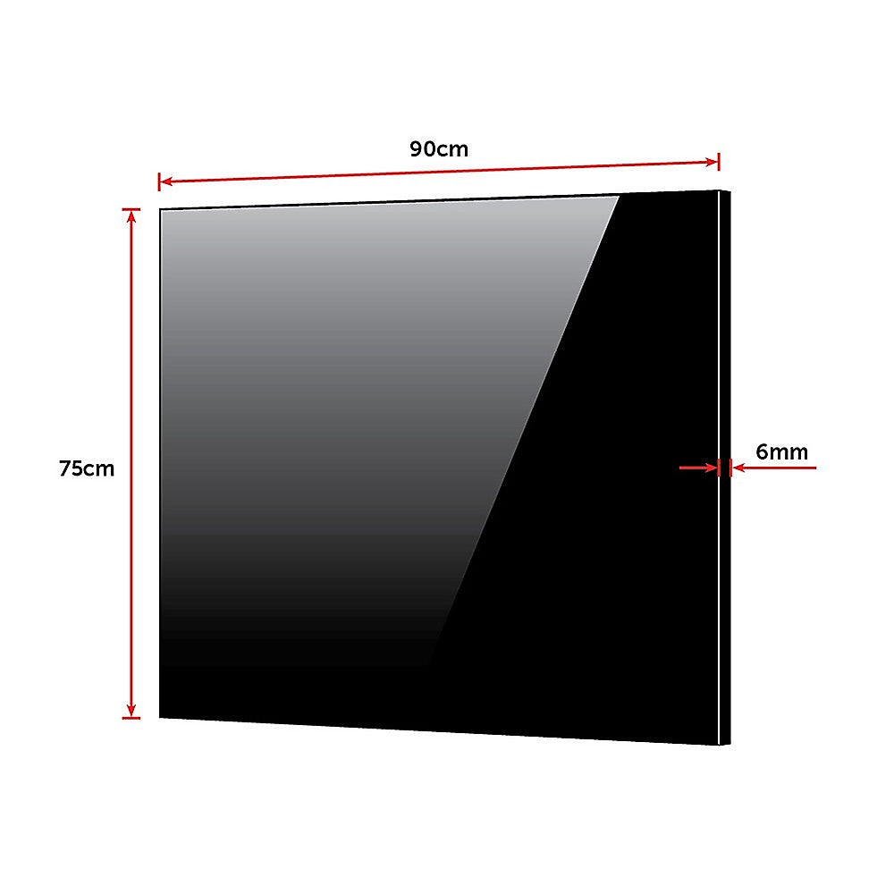Building Materials: Toughened 90cm x 75cm Black Glass Kitchen Splashback