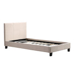 Beds & Bed Frames: Single Linen Fabric Bed Frame Beige