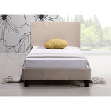 Beds & Bed Frames: Single Linen Fabric Bed Frame Beige