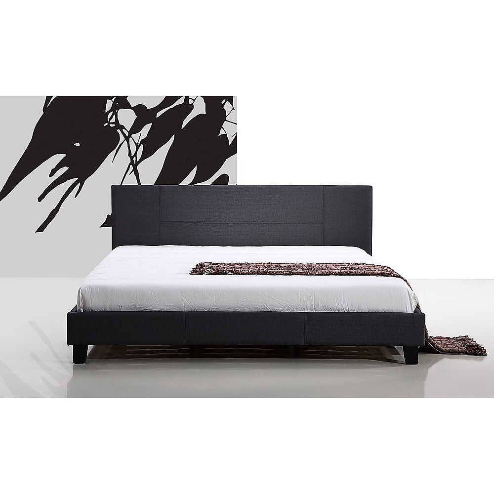 Beds & Bed Frames: King Linen Fabric Bed Frame Grey