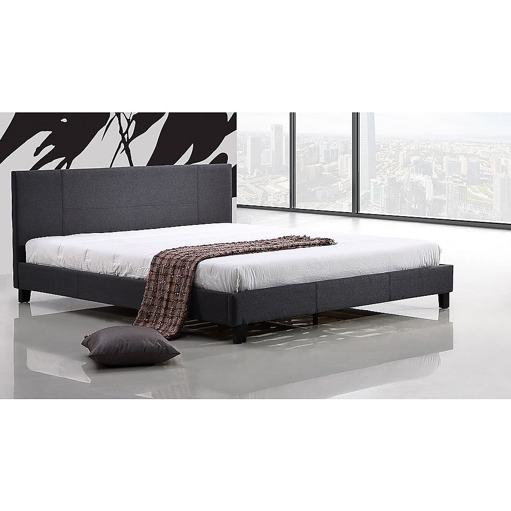 Beds & Bed Frames: King Linen Fabric Bed Frame Grey