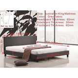 Beds & Bed Frames: King Linen Fabric Bed Frame Grey