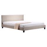 Beds & Bed Frames: King Linen Fabric Bed Frame Beige