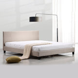 Beds & Bed Frames: King Linen Fabric Bed Frame Beige