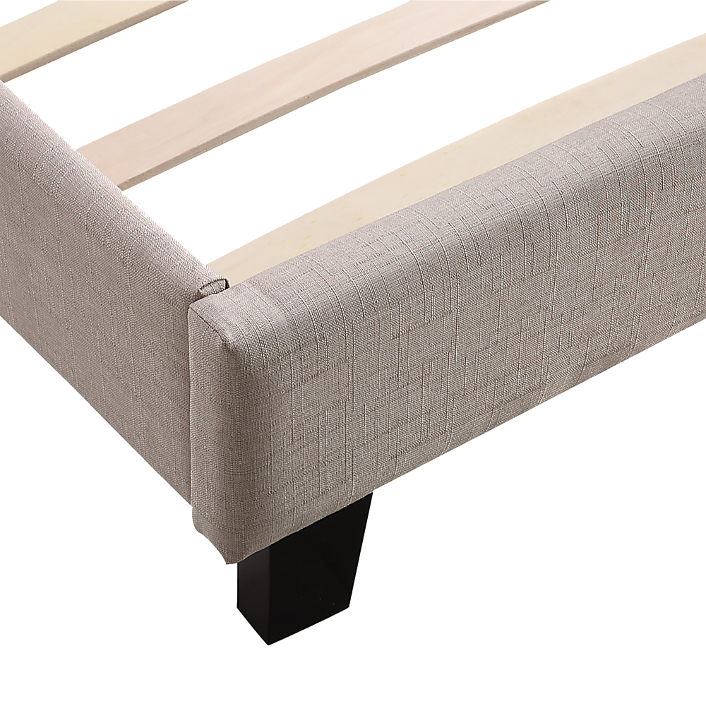 Beds & Bed Frames: King Linen Fabric Bed Frame Beige