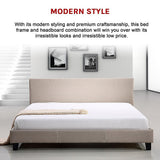 Beds & Bed Frames: King Linen Fabric Bed Frame Beige