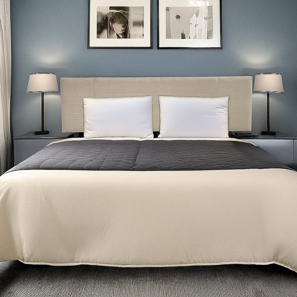 Headboards: Linen Fabric King Bed Headboard Bedhead - Beige