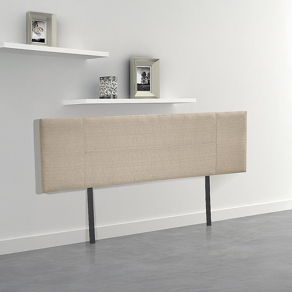 Headboards: Linen Fabric King Bed Headboard Bedhead - Beige