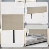 Headboards: Linen Fabric King Bed Headboard Bedhead - Beige