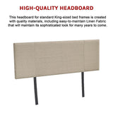 Headboards: Linen Fabric King Bed Headboard Bedhead - Beige