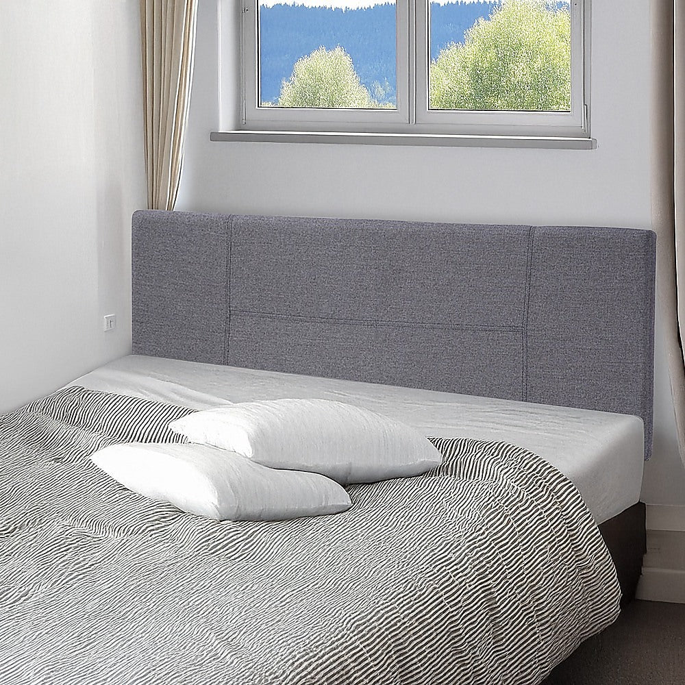 Headboards: Linen Fabric Queen Bed Headboard Bedhead - Grey