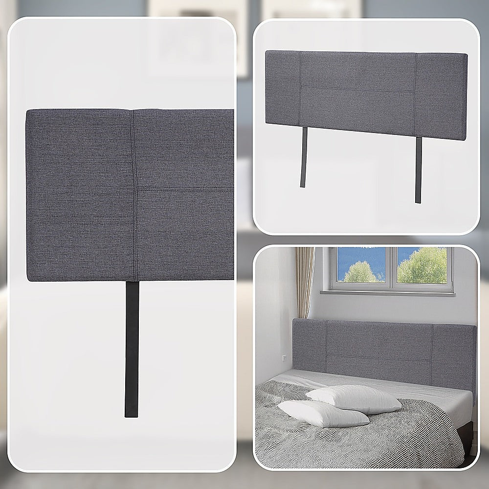 Headboards: Linen Fabric Queen Bed Headboard Bedhead - Grey