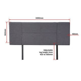 Headboards: Linen Fabric Queen Bed Headboard Bedhead - Grey