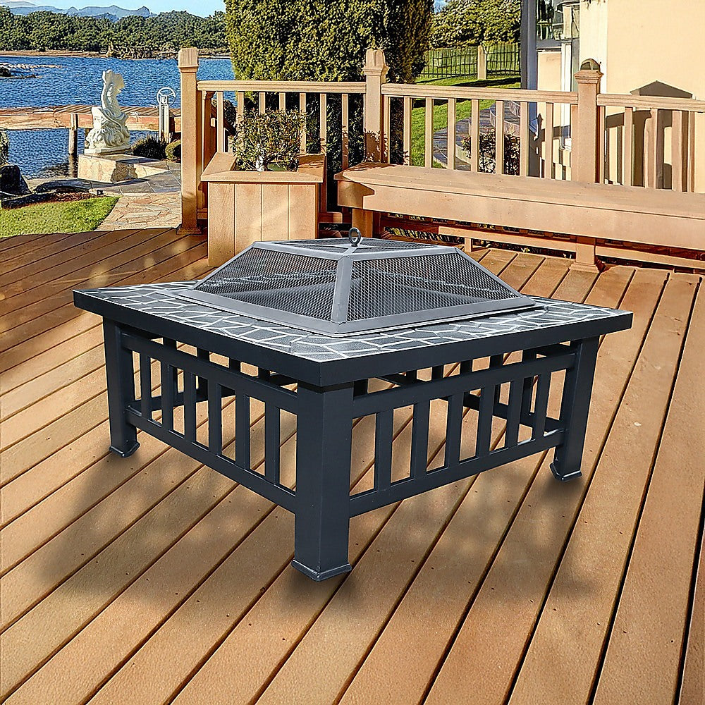 Gardening Accessories: 18" Square Metal Fire Pit Outdoor Heater