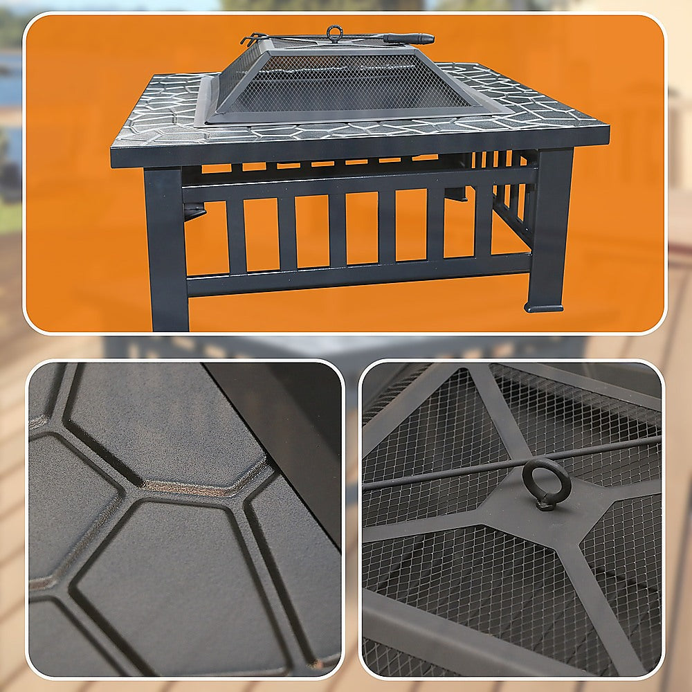 Gardening Accessories: 18" Square Metal Fire Pit Outdoor Heater