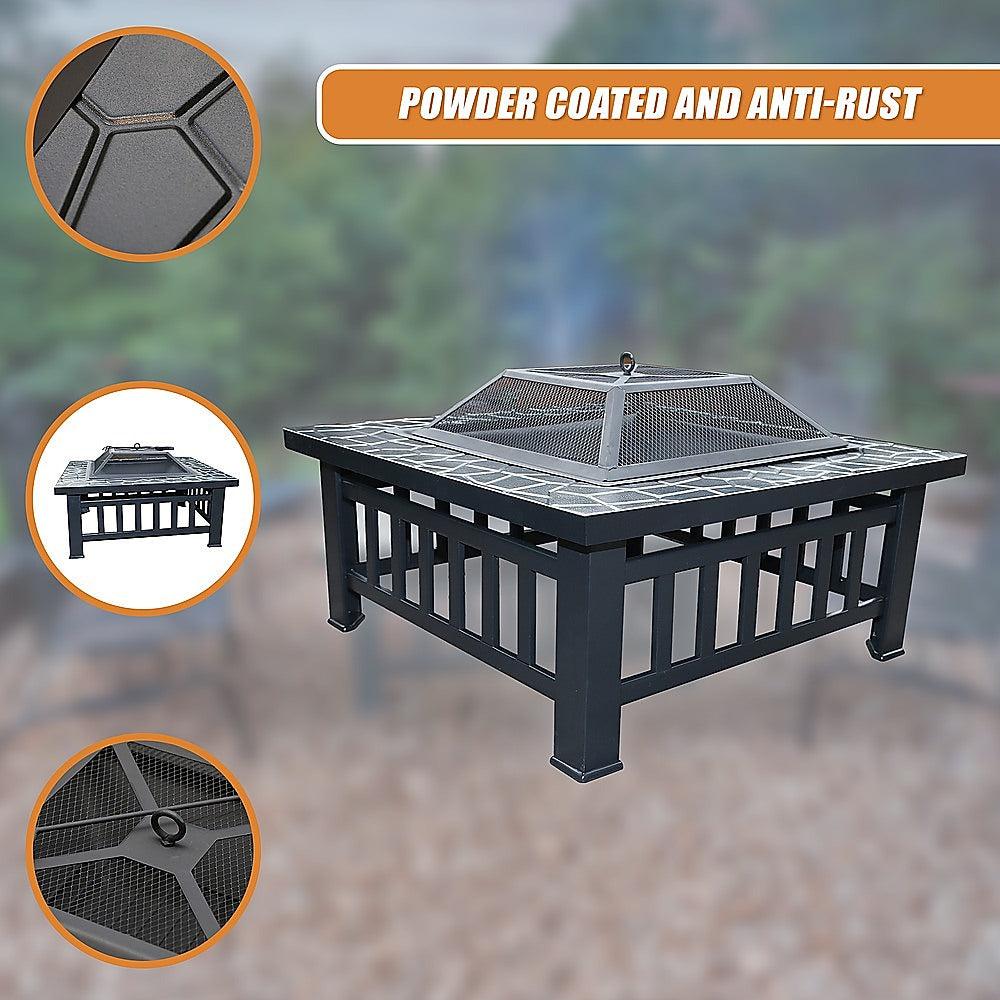 Gardening Accessories: 18" Square Metal Fire Pit Outdoor Heater