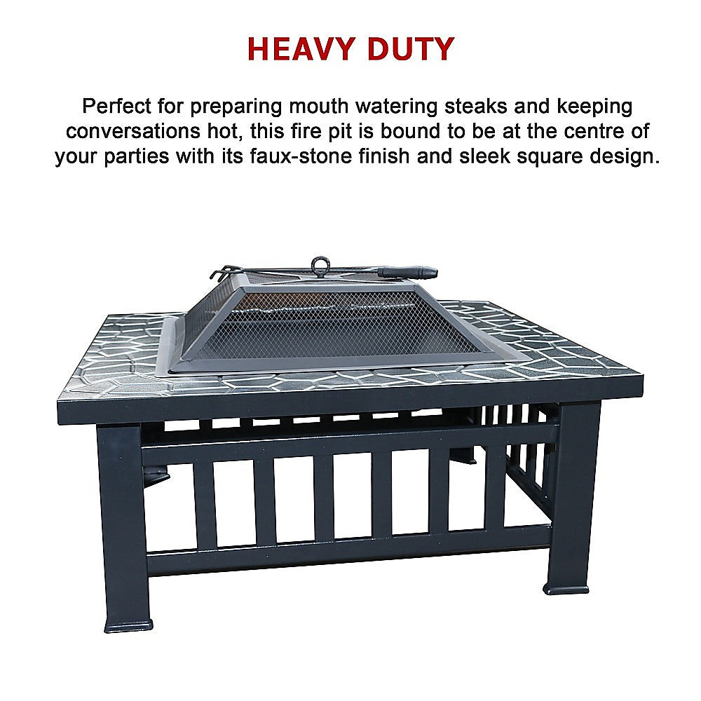Gardening Accessories: 18" Square Metal Fire Pit Outdoor Heater