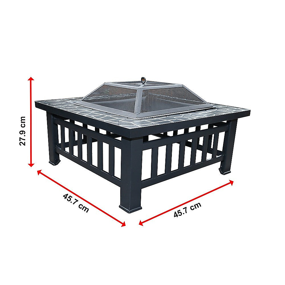 Gardening Accessories: 18" Square Metal Fire Pit Outdoor Heater