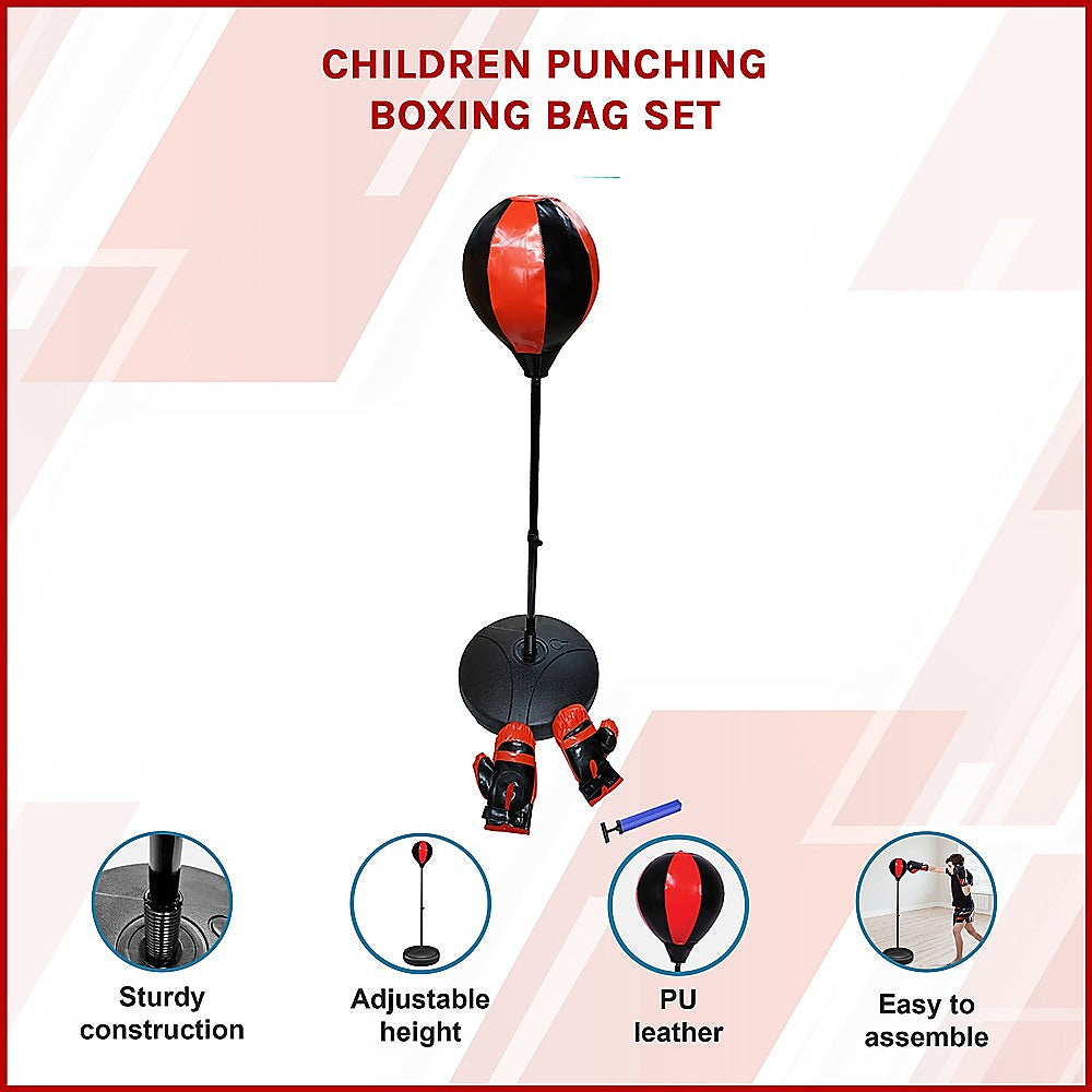 Boxing & Martial Arts: Kids Boxing Punching Bag Set  Children’s Training Gloves & Fitness Stand