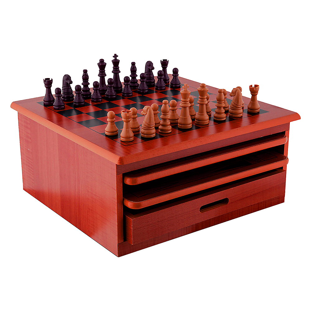 Activity Games: 10 in 1 Wooden Chess Board Games Slide Out Checkers House Unit Set