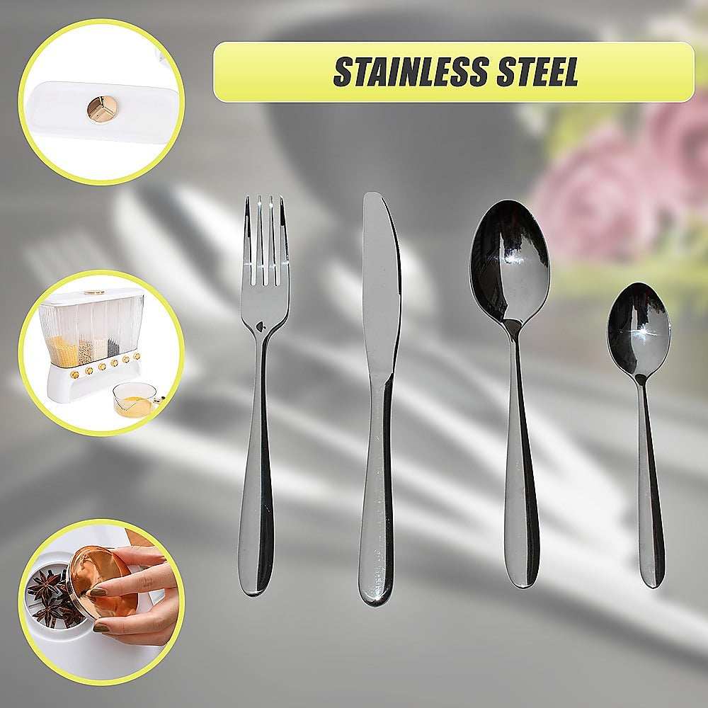 Kitchen Utensils: 32 Piece Stainless Steel Cutlery Set Knives Fork Spoon Teaspoon