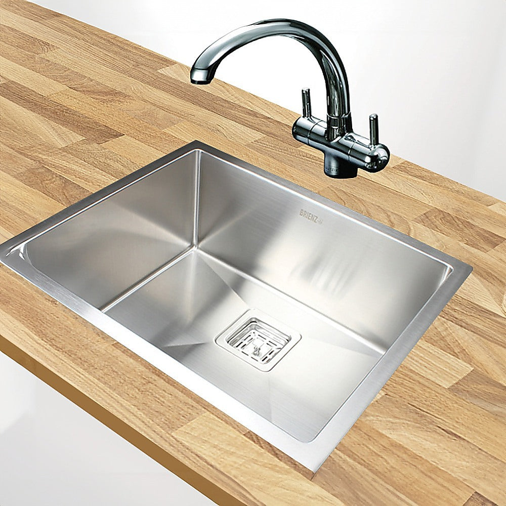 Kitchen Sinks: 550x455mm Handmade 1.5mm Stainless Steel Undermount / Topmount Kitchen Sink with Square Waste
