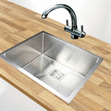 Kitchen Sinks: 550x455mm Handmade 1.5mm Stainless Steel Undermount / Topmount Kitchen Sink with Square Waste